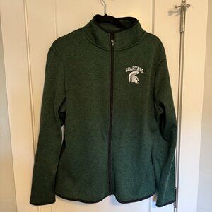 Michigan State Spartans Green Full Zip Fleece Jacket Knights Apparel Size XL